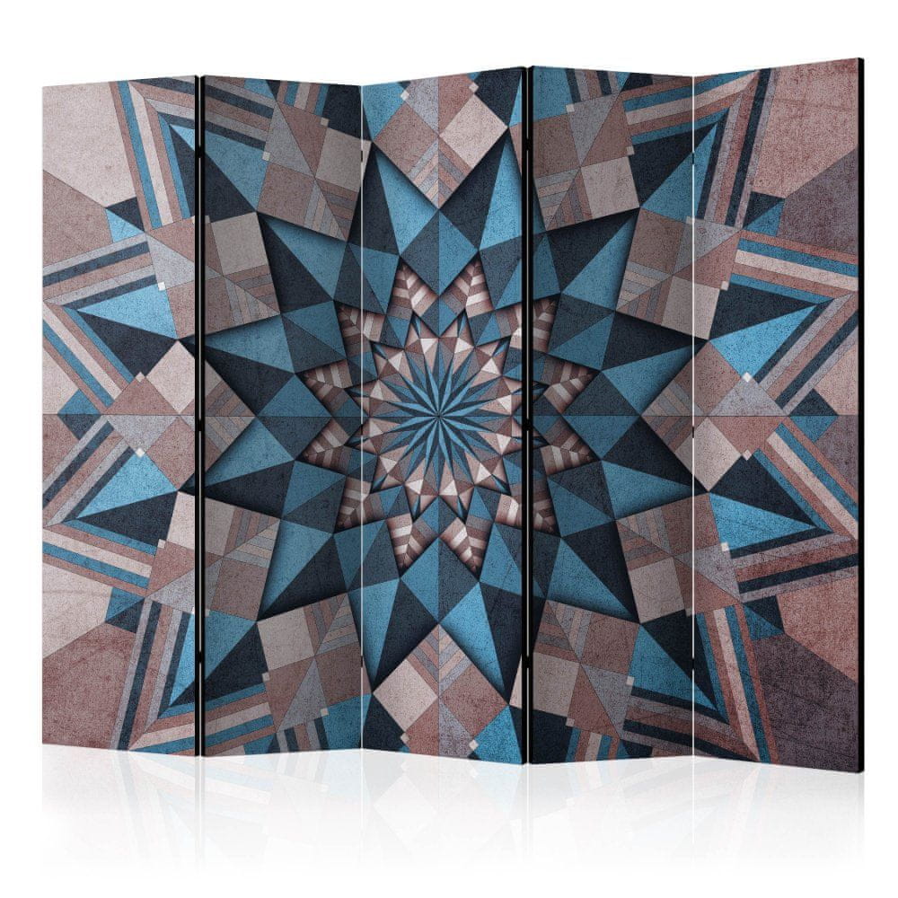Artgeist Paraván - Hviezdna mandala (hnedá a modrá) II 225x172 plátno na drevenom ráme obojstranná potlač