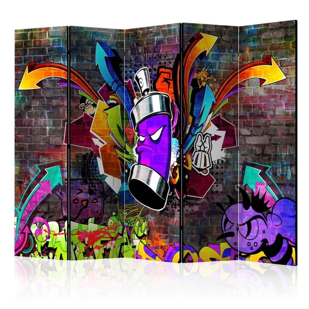Artgeist Paraván - Graffiti: Farebný útok II 225x172 plátno na drevenom ráme obojstranná potlač