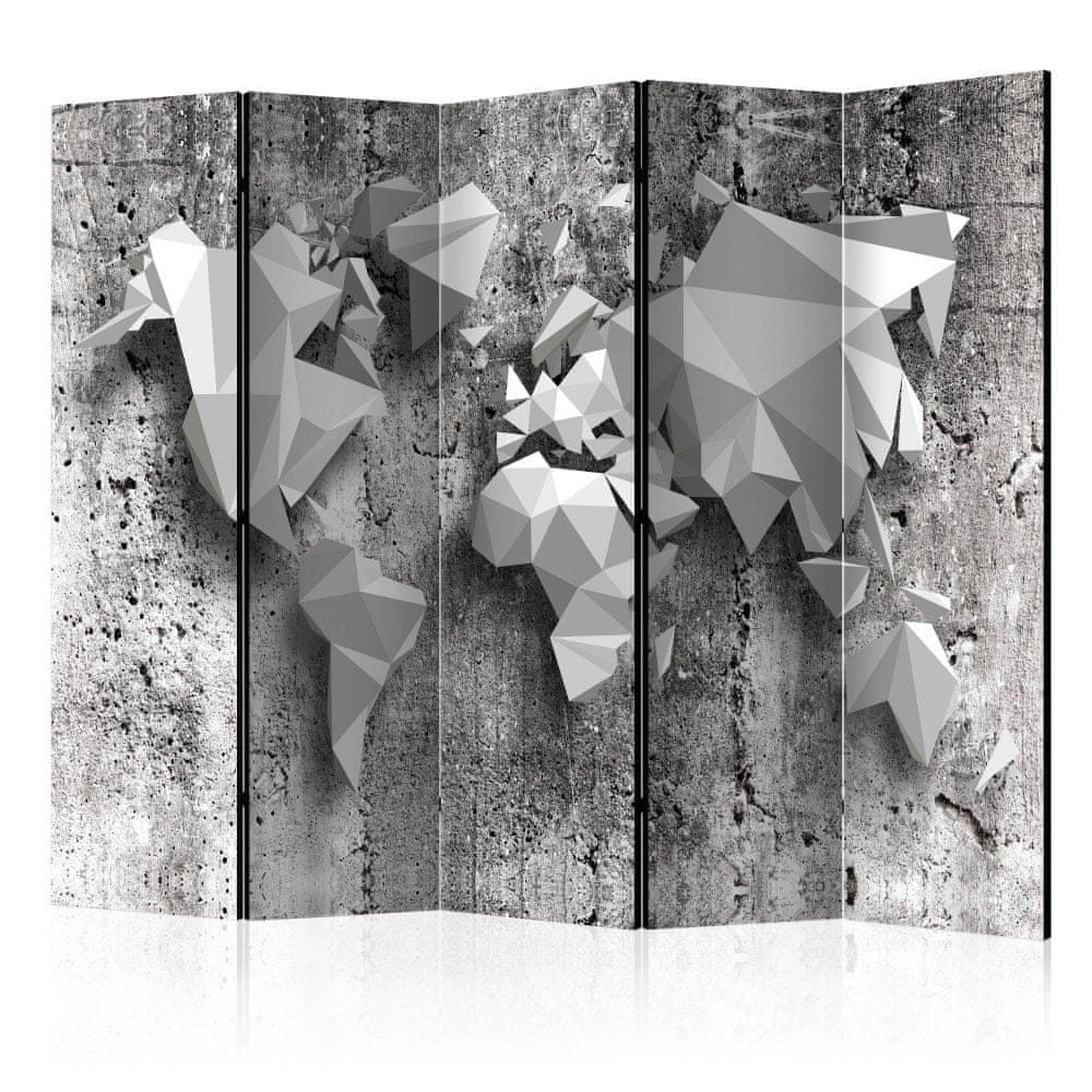 Artgeist Paraván - Mapa sveta: Origami II 225x172 plátno na drevenom ráme obojstranná potlač