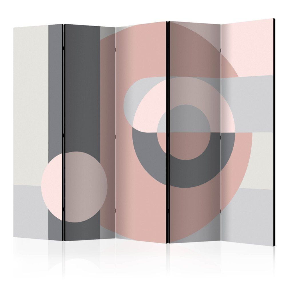 Artgeist Paraván - Geometrický veniec (ružový) II 225x172 plátno na drevenom ráme obojstranná potlač