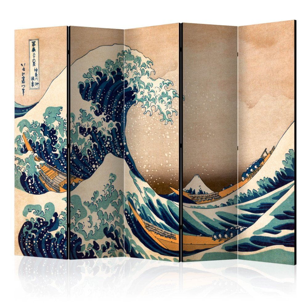 Artgeist Paraván - Hokusai: Veľká vlna v Kanagawe (reprodukcia) II 225x172 plátno na drevenom ráme obojstranná potlač