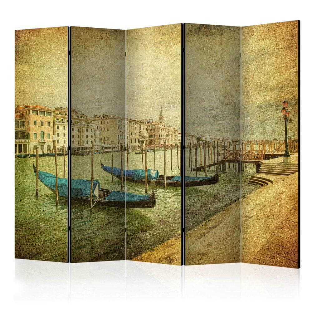 Artgeist Paraván - Canal Grande, Benátky (Vintage) II 225x172 plátno na drevenom ráme obojstranná potlač