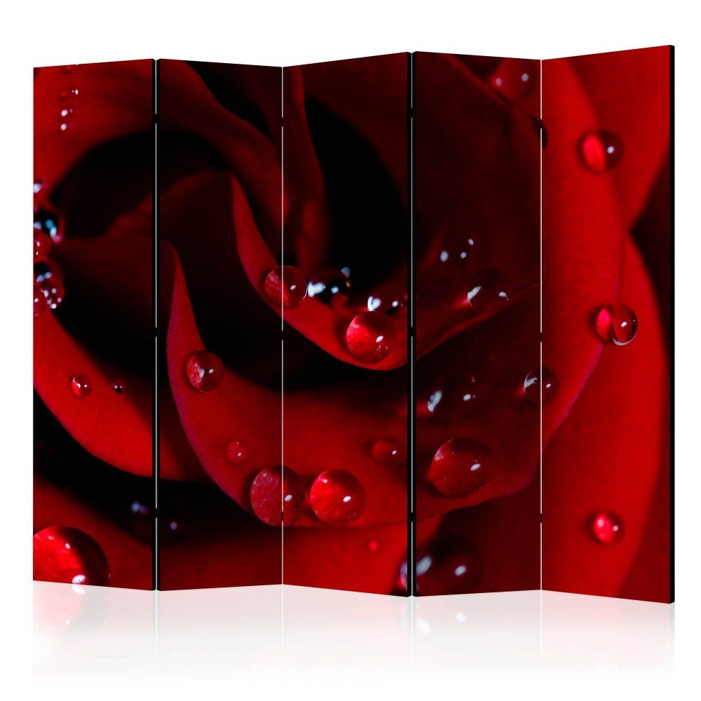Artgeist Paraván - Červená ruža s kvapkami vody II 225x172 plátno na drevenom ráme obojstranná potlač