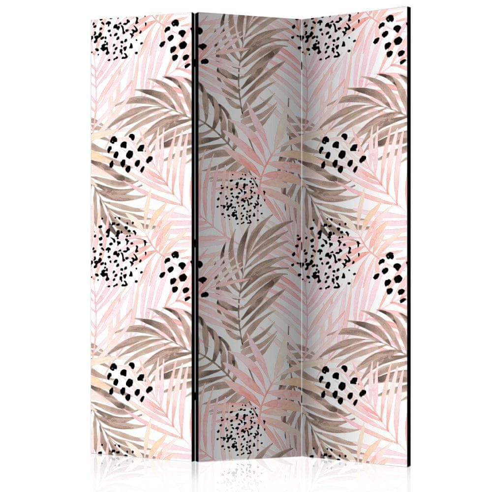 Artgeist Paraván - Ružové palmové listy 135x172 plátno na drevenom ráme obojstranná potlač
