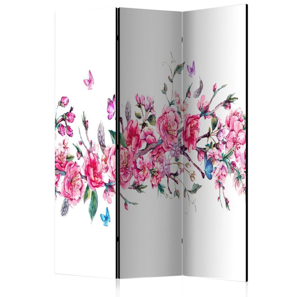 Artgeist Paraván - Kvety a motýle 135x172 plátno na drevenom ráme obojstranná potlač