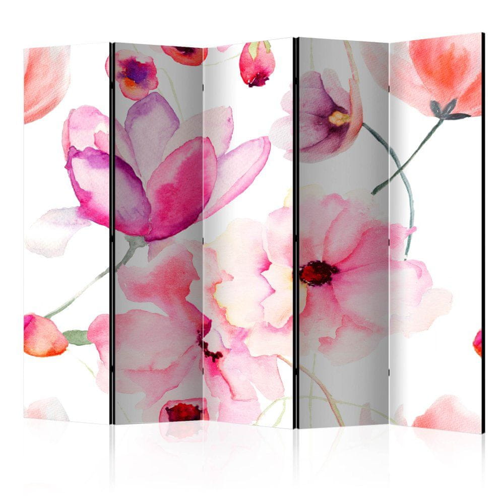 Artgeist Paraván - Ružové kvety II 225x172 plátno na drevenom ráme obojstranná potlač