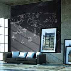 Artgeist Fototapeta - Mapa sveta - tabuľa (nemecký jazyk) 200x154 vlísová tapeta na stenu