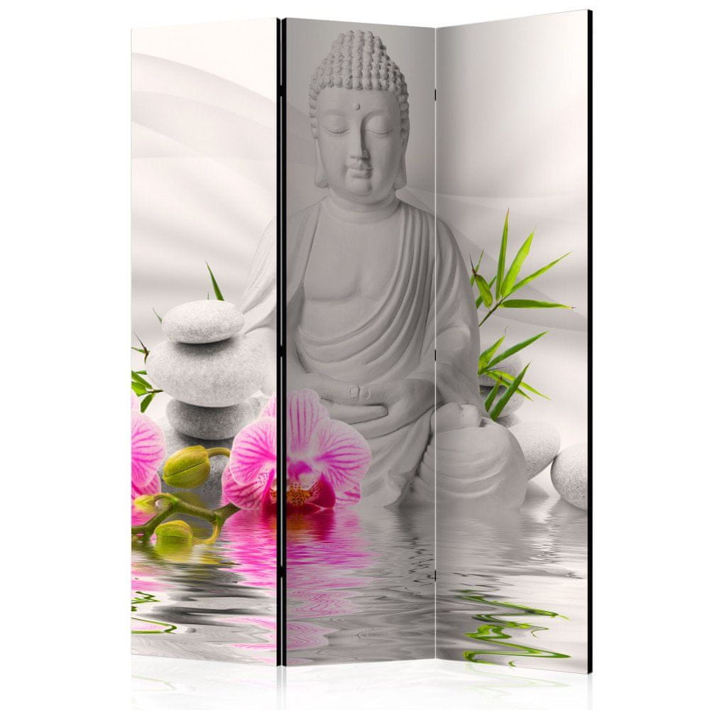 Artgeist Paraván - Budha a orchidey 135x172 plátno na drevenom ráme obojstranná potlač