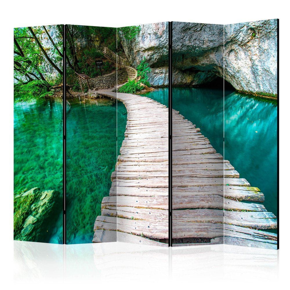 Artgeist Paraván - Smaragdové jazero II 225x172 plátno na drevenom ráme obojstranná potlač