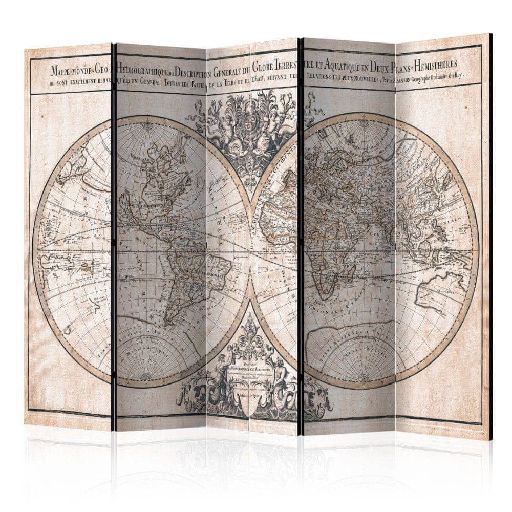 Artgeist Paraván - Námorná mapa sveta 225x172 plátno na drevenom ráme obojstranná potlač