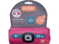 Extol Light Čiapka so svetlom 43197 4x45lm, nabíjacia, USB, svetlo šedá/ružová, obojstranná, univerzálna veľkosť