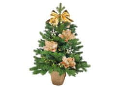 LAALU Ozdobený umelý vianočný stromček SAMETOVÝ POLIBIEK 60 cm s LED OSVETLENÍM V KVETINÁČI