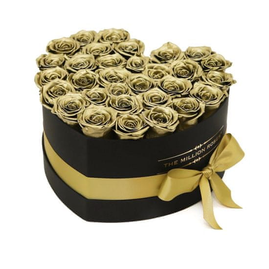 The Million Roses  Srdiečkový box - Zlaté Trvácne ruže