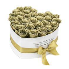 The Million Roses The Million Roses Srdiečkový box - Zlaté Trvácne ruže , biela