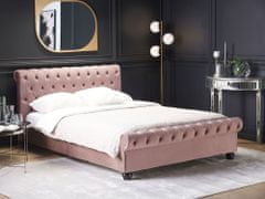 Beliani Čalúnená manželská posteľ Chesterfield 160 x 200 cm ružová AVALLON