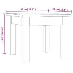 Vidaxl Konferenčný stolík biely 35x35x30 cm borovicový masív