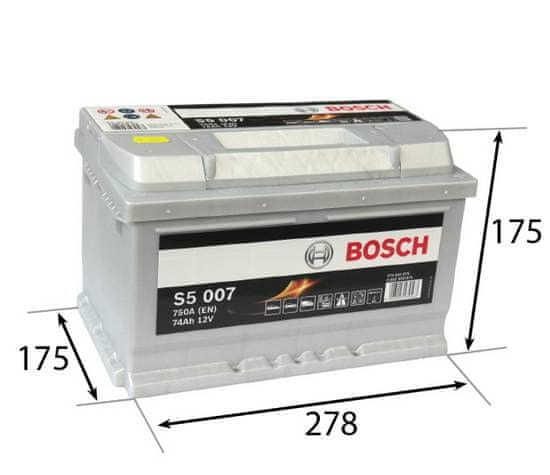 Bosch S5 74Ah Autobatéria 12V , 750A , 0 092 S50 070