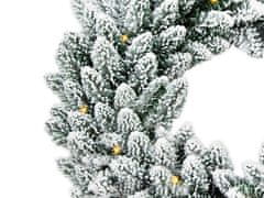 LAALU Veniec vianočný umelý neozdobený zasnežený biely DELUXE Viola 30 cm s LED OSVETLENÍM na stôl aj zavesenie