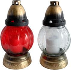 Sviečka sklo lampa guľa - 45 g mix biela / červená
