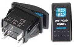 HADEX Vypínač kolískový A11625ABL-J9 ON-OFF 2p.12VDC/20A modrý, presvetlený