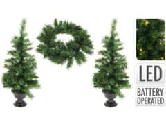 MAT sada vianočná LED (2xstromček 90cm v kvetináči,1xveniec 53cm+osvetlenie) ZE