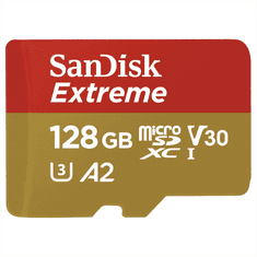 SanDisk Extreme microSDXC 128GB pre akčné kamery + SD adaptér 170MB/s a 80MB/s, A2 C10 V30 UHS-I U4
