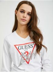 Guess Biele dámske tričko s dlhým rukávom Guess Icon XS