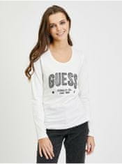 Guess Biele dámske tričko s dlhým rukávom Guess Mirela XS