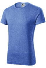 Pánske tričko s vyhrnutými rukávmi, modrý melír, XL