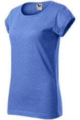 Dámske tričko s vyhrnutými rukávmi, modrý melír, M