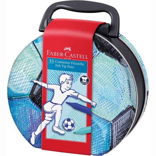 Faber-Castell Popisovače s klipom Futbalová lopta 33 ks-plechová dóza