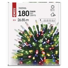 EMOS EMOS LED vianočná reťaz – tradičná, 26,85 m, vonkajšia aj vnútorná, multicolor D4AM13