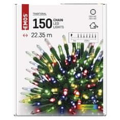 EMOS EMOS LED vianočná reťaz – tradičná, 22,35 m, vonkajšia aj vnútorná, multicolor D4AM12
