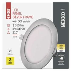 EMOS EMOS LED podhľadové svietidlo NEXXO strieborné, 17 cm, 12,5 W, teplá/neutrálna biela ZD1233