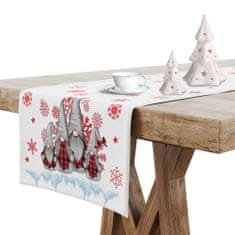MONDO ITALIA Vianočný behúň na stôl Škriatkovia 5, biela, 40 x 140 cm