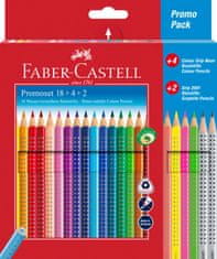 Faber-Castell Pastelky akvarelové Colour Grip 18 farebné set+4 Grip neón+2grafitové ceruzky Grip