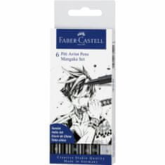 Faber-Castell PITT umelecké fixky Manga Black set, 6ks (B,SB,M,SC,S,XS)
