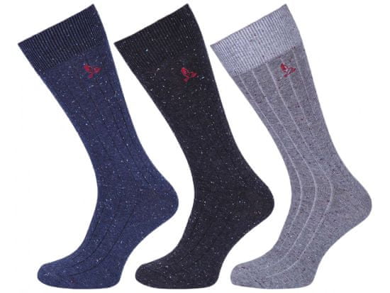 Essentials Šedé a tmavomodré pánske dlhé ponožky - 3 páry