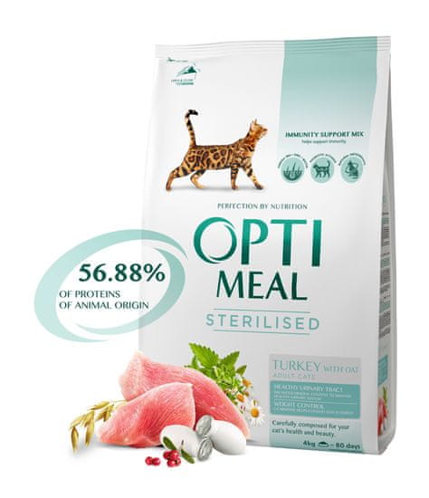 OptiMeal Superpremium pre mačky pre všetky kastrované plemená s morčacim mäsom 4 kg
