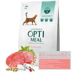 OptiMeal Granuly pre kastrované mačky s hovädzim mäsom a ciroku 4 kg