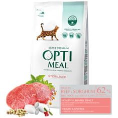 OptiMeal Granuly pre kastrované mačky s hovädzim mäsom a ciroku 1,5 kg
