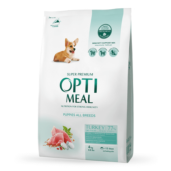OptiMeal Superpremium 4kg pre šteňatá všetkych plemien s morčacim mäsom