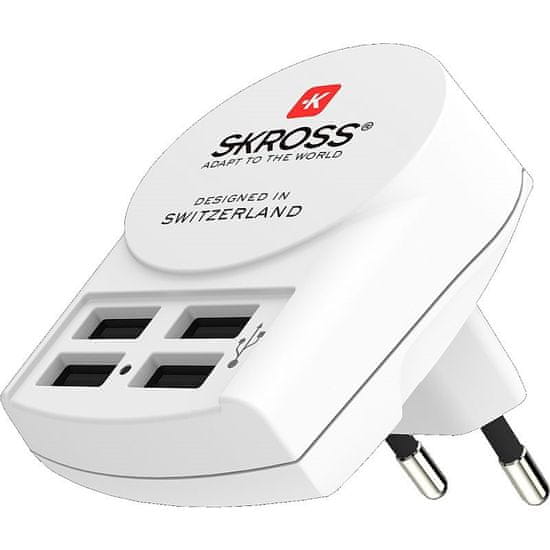 Skross USB nabíjací adaptér 4-Port EU, 4x USB-A, 24W, typ C, DC26