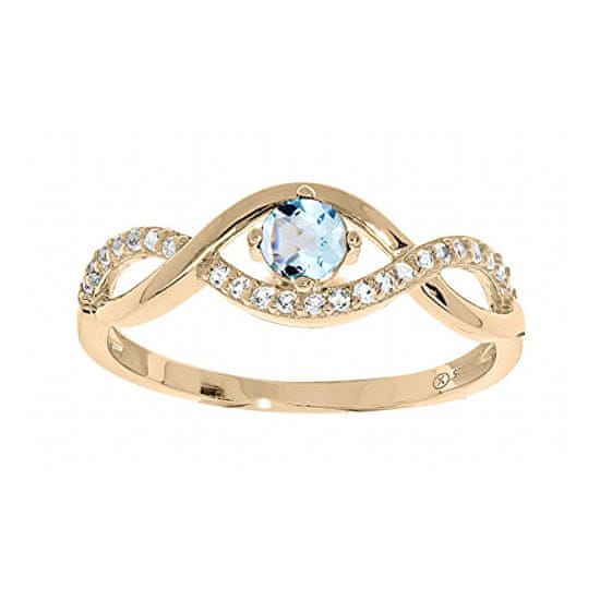 Troli Pôvabný pozlátený prsteň s modrým topazom PO/SR00716TP
