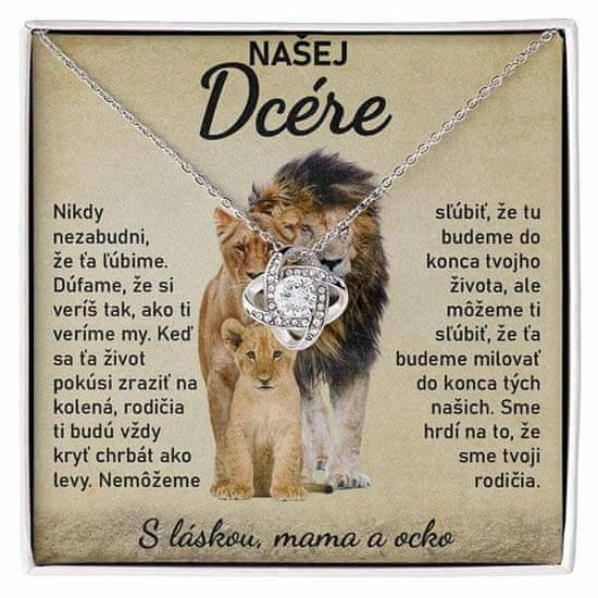 Lovilion Dámsky strieborný náhrdelník so zirkónovými kryštálikmi - Našej dcére - personalizovaný darček na Valentína pre dcéru | NAMI