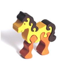 Fauna Drevené mini puzzle kôň farebné, Fauna