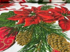 MONDO ITALIA Vianočný bavlnený obrus Vianočné ruže na bielom, 90 x 90 cm