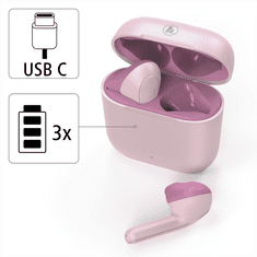 HAMA Bluetooth slúchadlá Freedom Light, kôstky, nabíjacie púzdro, ružová