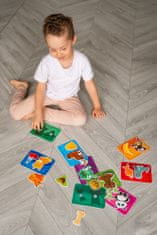 Farfarland Vzdělávací hra se suchým zipem "kdo co jí". Hry pro děti - barevné skládačky deskové hry pro batolata. Rané vzdělávání