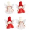 Chomik Sada vianočných ozdôb anjelov s čiapkou bielej a červenej farby (4 kusy)